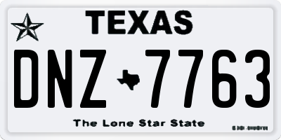 TX license plate DNZ7763