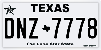 TX license plate DNZ7778