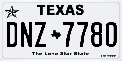 TX license plate DNZ7780