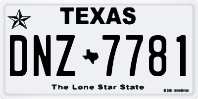 TX license plate DNZ7781