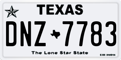 TX license plate DNZ7783
