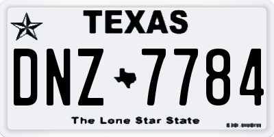 TX license plate DNZ7784
