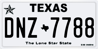 TX license plate DNZ7788