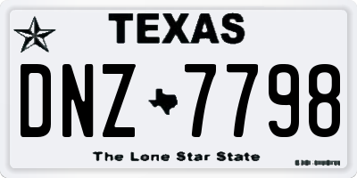 TX license plate DNZ7798
