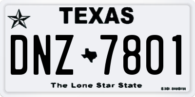 TX license plate DNZ7801