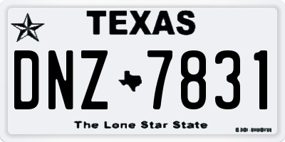 TX license plate DNZ7831