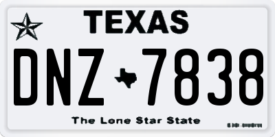 TX license plate DNZ7838