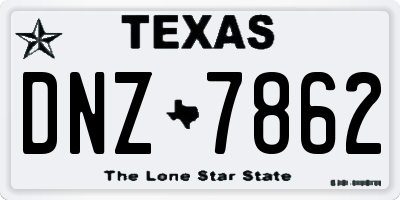 TX license plate DNZ7862