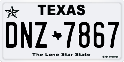 TX license plate DNZ7867