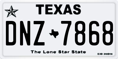 TX license plate DNZ7868
