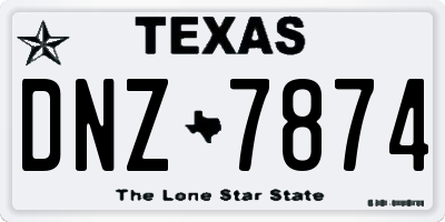TX license plate DNZ7874