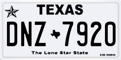 TX license plate DNZ7920