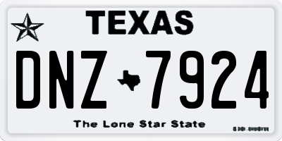TX license plate DNZ7924