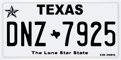 TX license plate DNZ7925