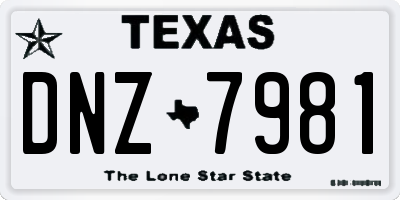 TX license plate DNZ7981