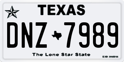 TX license plate DNZ7989