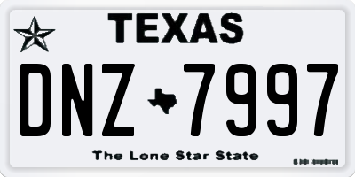 TX license plate DNZ7997