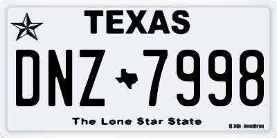 TX license plate DNZ7998