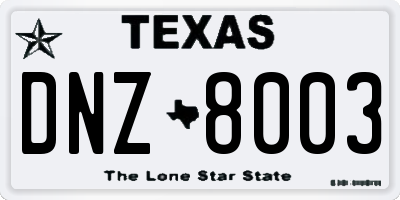 TX license plate DNZ8003
