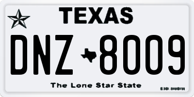 TX license plate DNZ8009