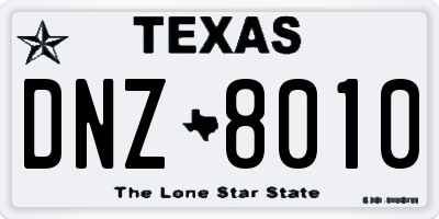 TX license plate DNZ8010