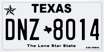 TX license plate DNZ8014