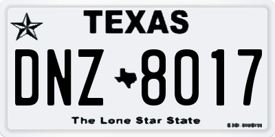 TX license plate DNZ8017