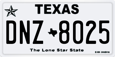 TX license plate DNZ8025