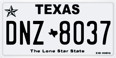 TX license plate DNZ8037