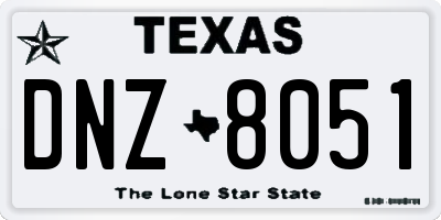 TX license plate DNZ8051