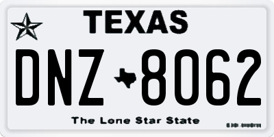 TX license plate DNZ8062