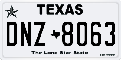 TX license plate DNZ8063