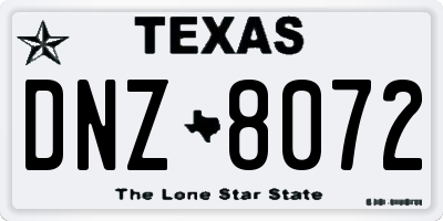 TX license plate DNZ8072