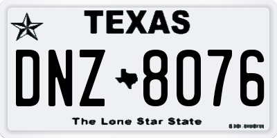 TX license plate DNZ8076
