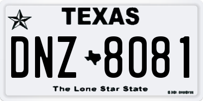 TX license plate DNZ8081