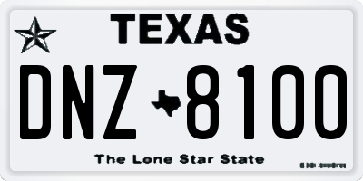 TX license plate DNZ8100