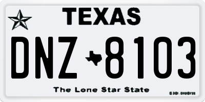 TX license plate DNZ8103