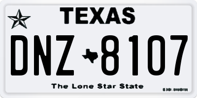 TX license plate DNZ8107