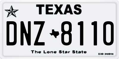 TX license plate DNZ8110