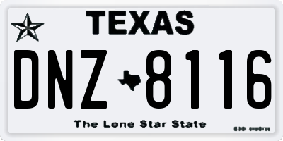 TX license plate DNZ8116