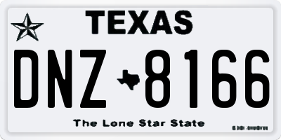 TX license plate DNZ8166