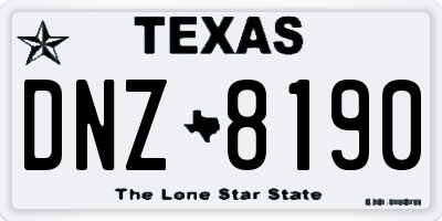 TX license plate DNZ8190