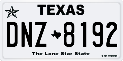 TX license plate DNZ8192