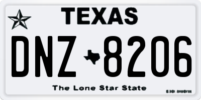 TX license plate DNZ8206