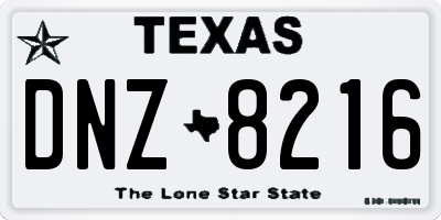TX license plate DNZ8216