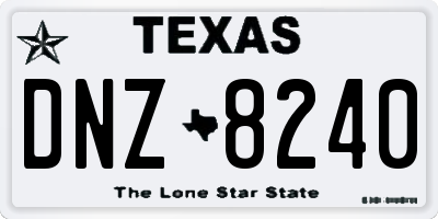 TX license plate DNZ8240