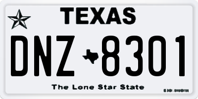 TX license plate DNZ8301
