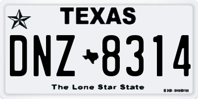 TX license plate DNZ8314