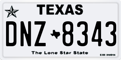 TX license plate DNZ8343