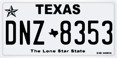 TX license plate DNZ8353